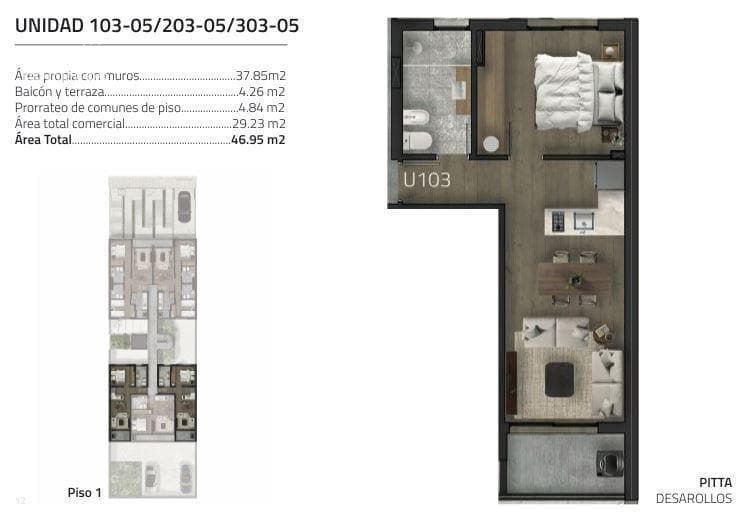One-bedroom apartment for sale in Malvín - 105