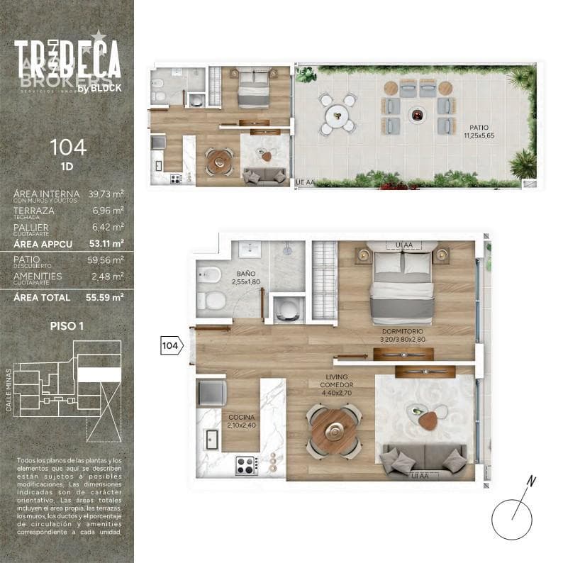 One-bedroom apartment with a patio for sale in Cordón Sur - 104