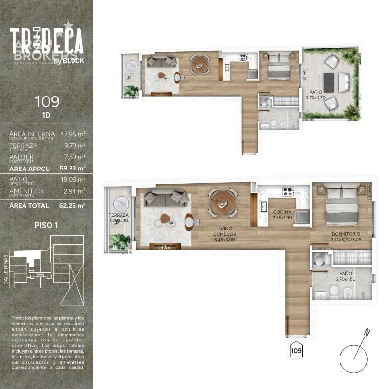 One-bedroom apartment with a patio for sale in Cordón Sur - 109