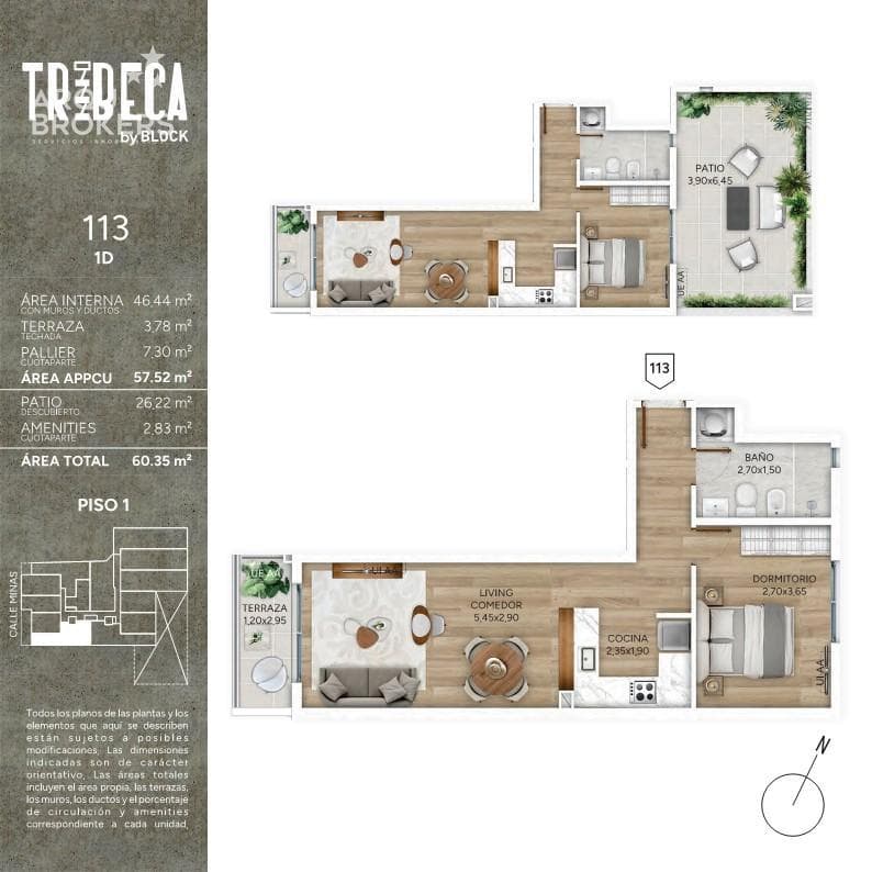 One-bedroom apartment with a patio for sale in Cordón Sur - 113