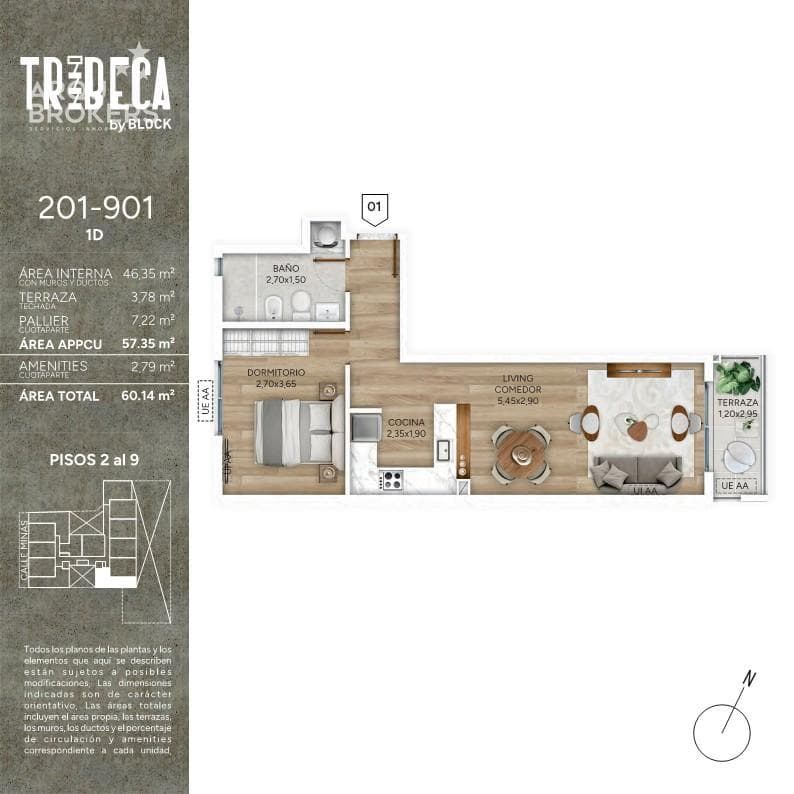 One-bedroom apartment for sale in Cordón Sur - 601