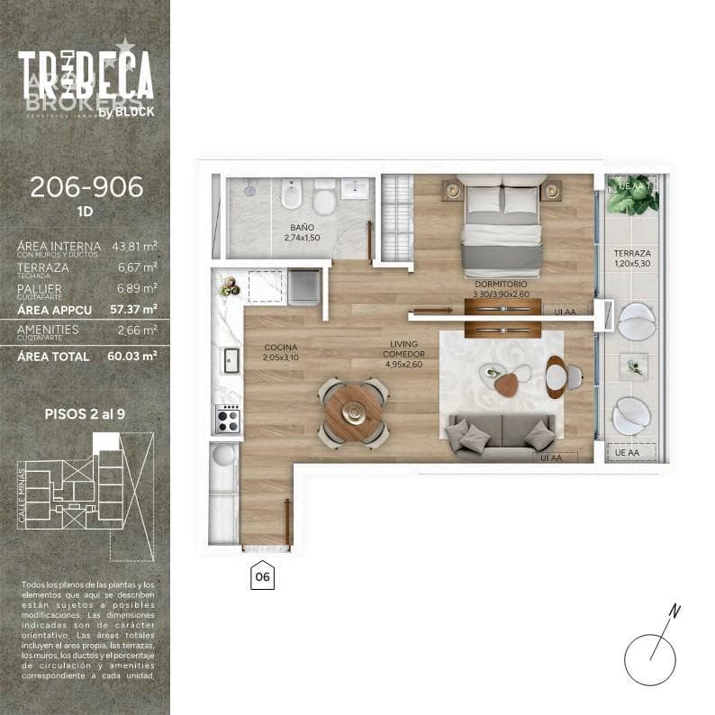 One-bedroom apartment for sale in Cordón Sur - 206