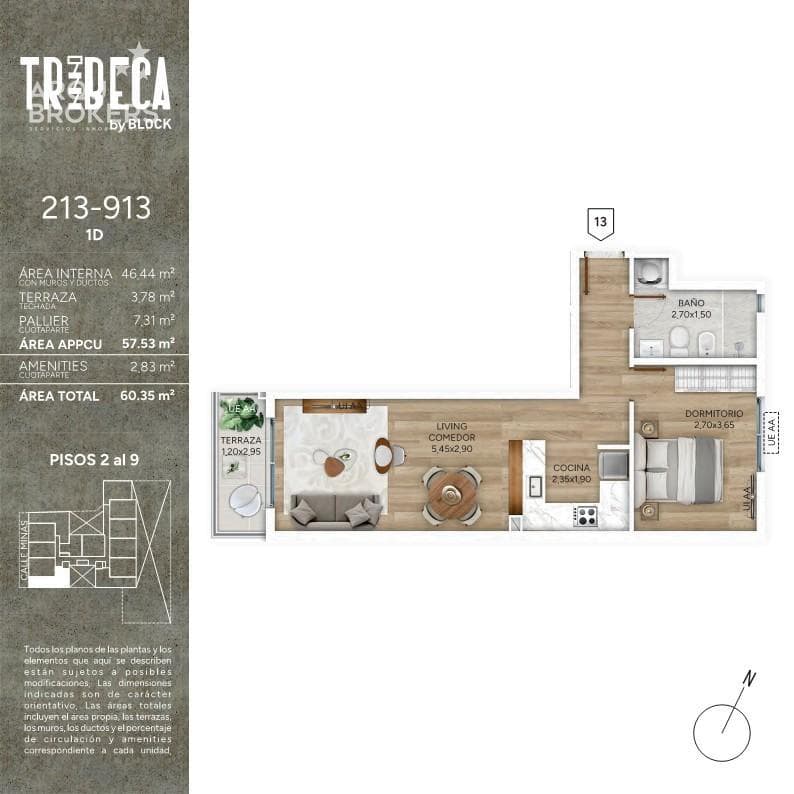 One-bedroom apartment for sale in Cordón Sur - 313