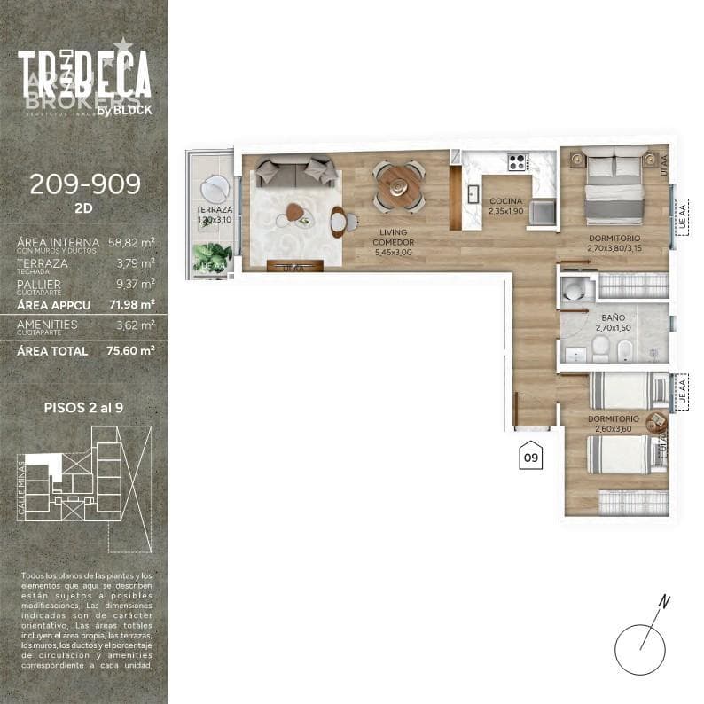 Two-bedroom apartment for sale in Cordón Sur - 209