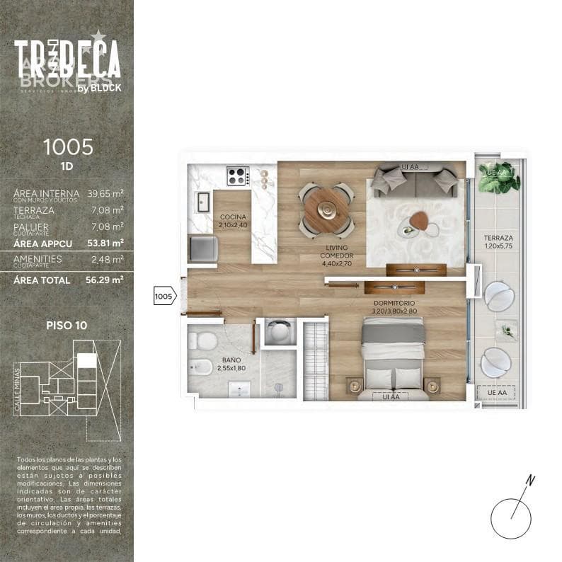 One-bedroom apartment for sale in Cordón Sur - 1005