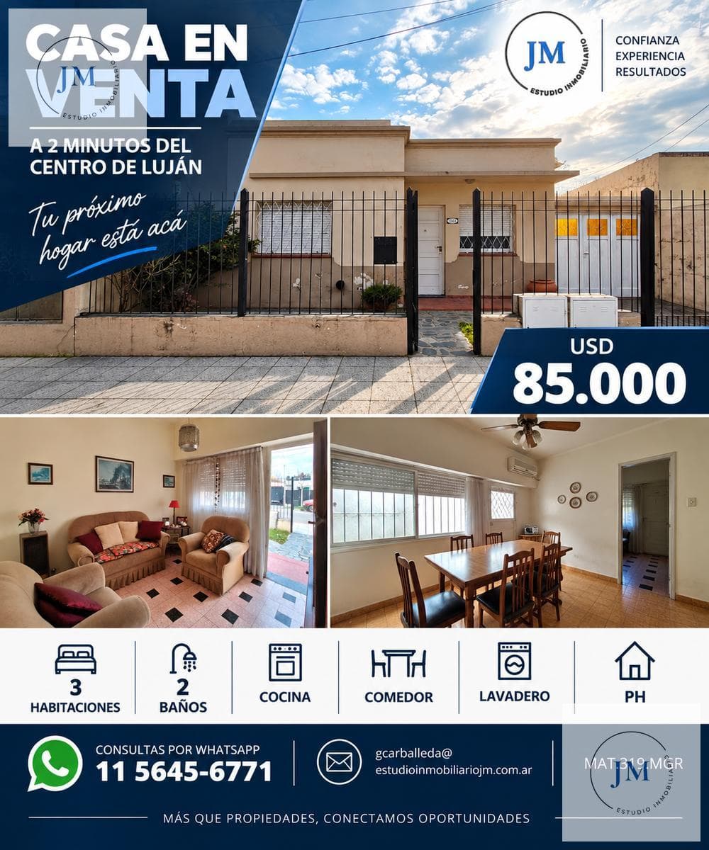HOUSE FOR SALE: 5 ROOMS, DOWNTOWN LUJÁN