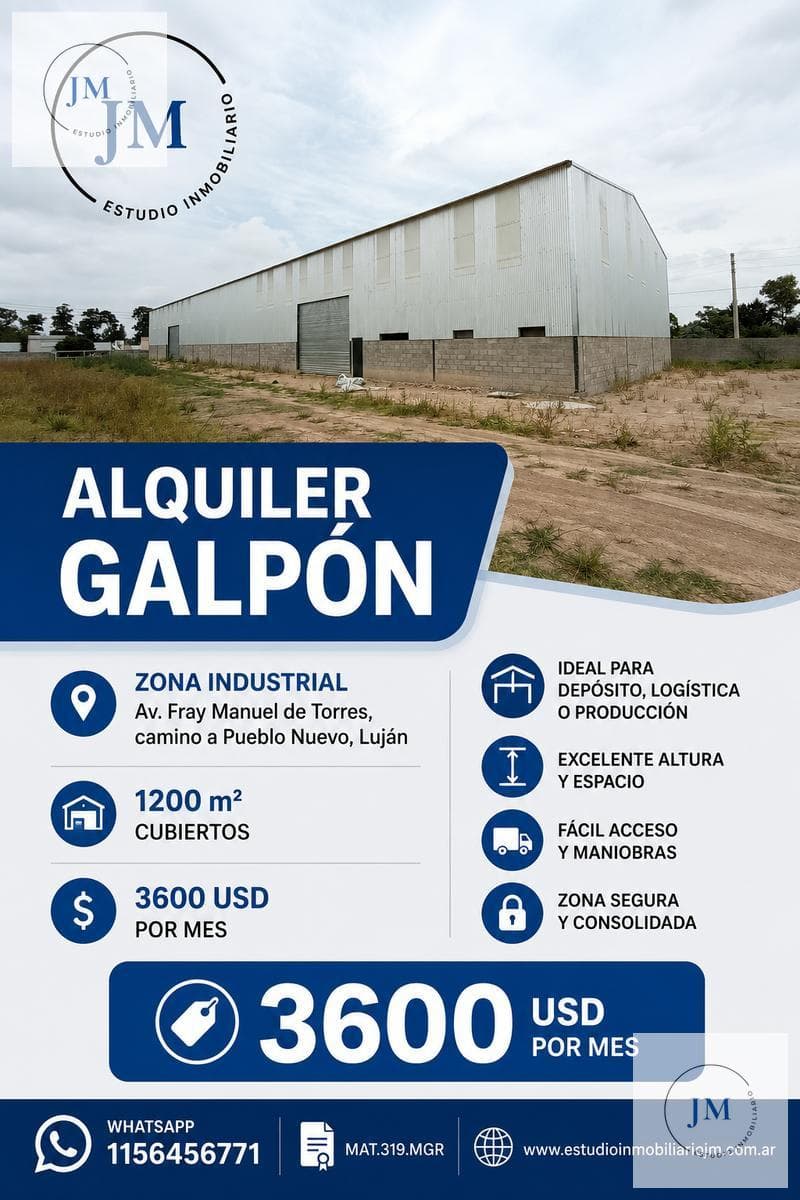 WAREHOUSE FOR RENT IN THE LUJAN INDUSTRIAL ZONE