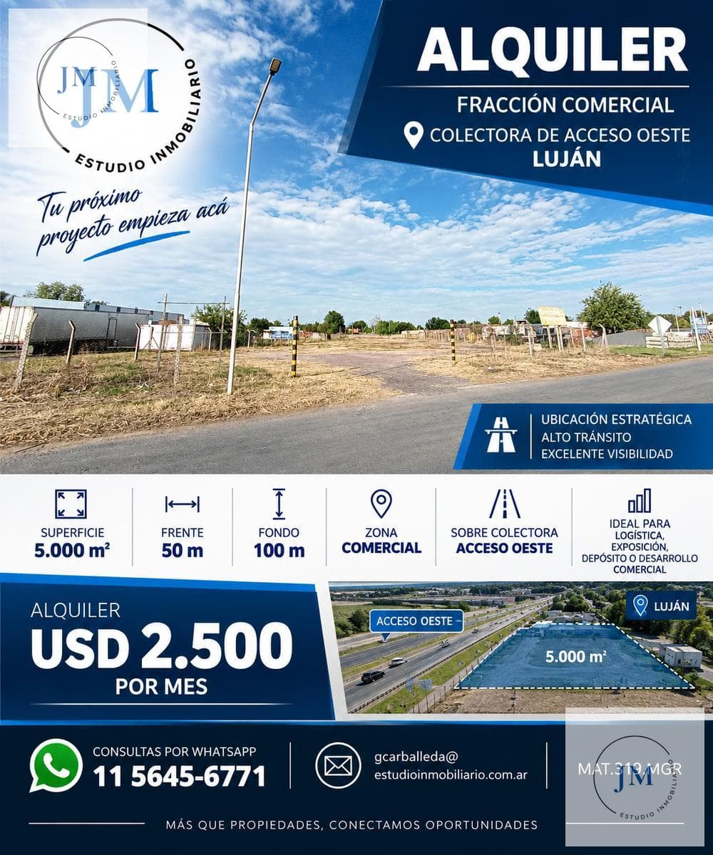 PROPERTY FOR RENT ON COLECTORA STREET, WEST ENTRANCE TO LUJÁN