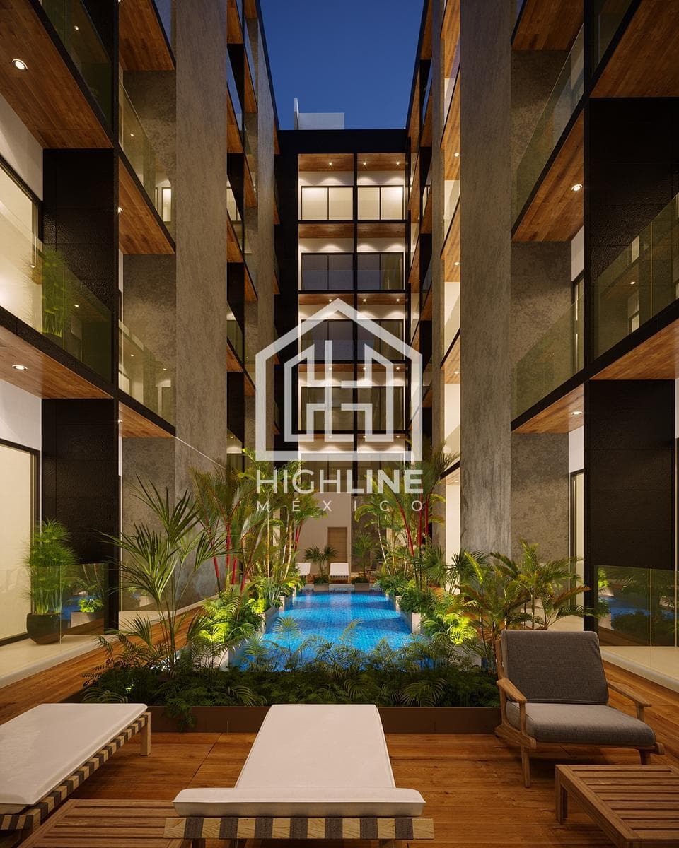 2-BEDROOM APARTMENT IN PLAYA DEL CARMEN FOR SALE, ROOFTOP, POOL, 2 STREETS FROM THE CARIBBEAN SEA