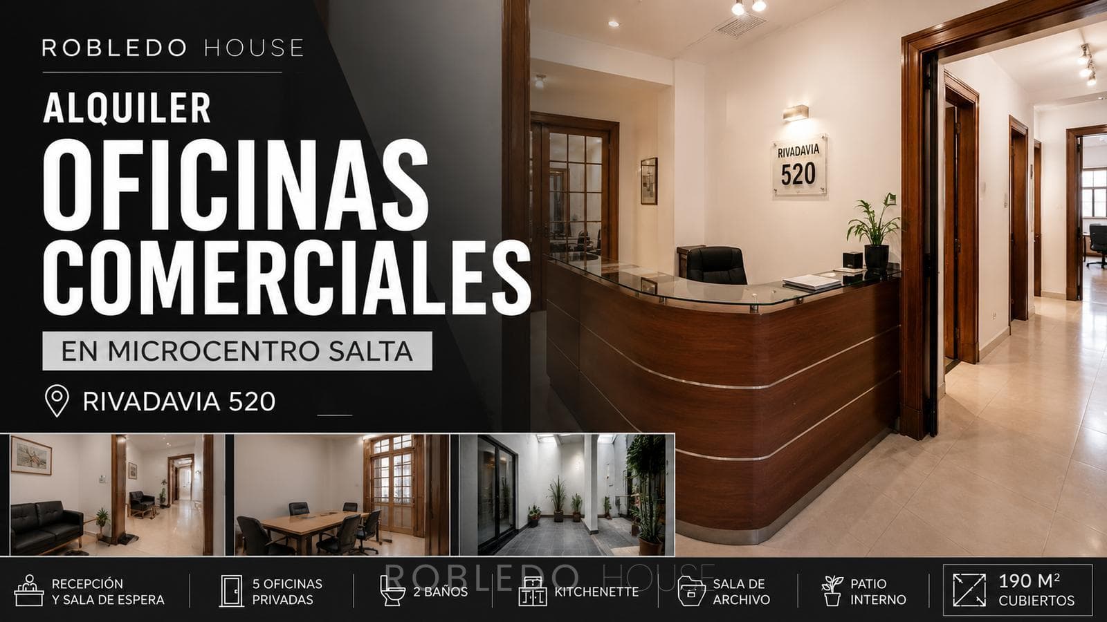 House for rent for a company; 7 offices; located across from the Salta City Legislature