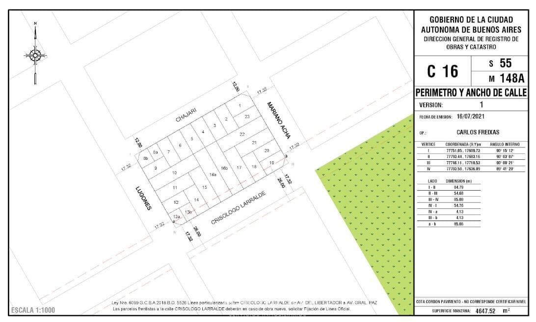 Land for Sale in Saavedra - 305 m² of Saleable Area