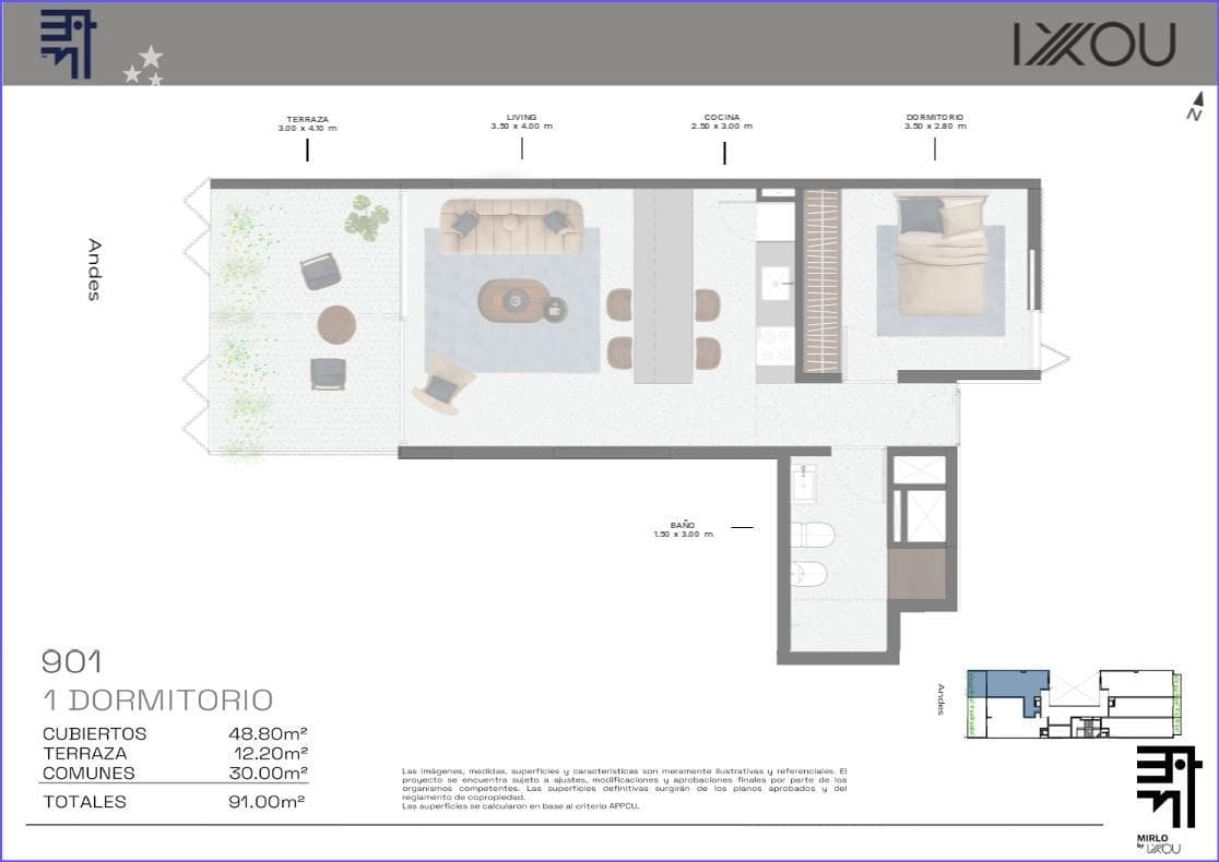 One-bedroom apartment for sale in Barrio Sur - 901