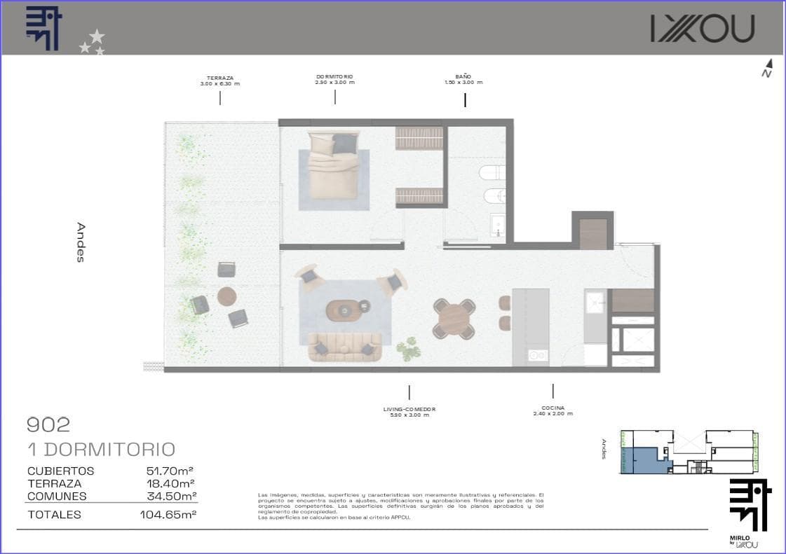 One-bedroom penthouse apartment for sale in Barrio Sur - 902