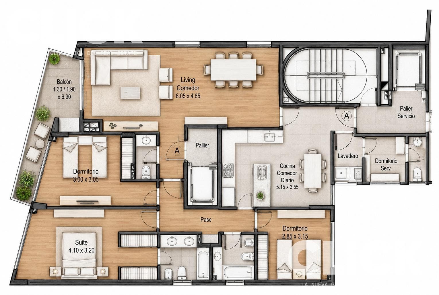 FOR SALE - 4-ROOM APARTMENT - LAUNDRY ROOM - STAFF QUARTERS - 2 PARKING SPACES - AMENITIES - PALERMO
