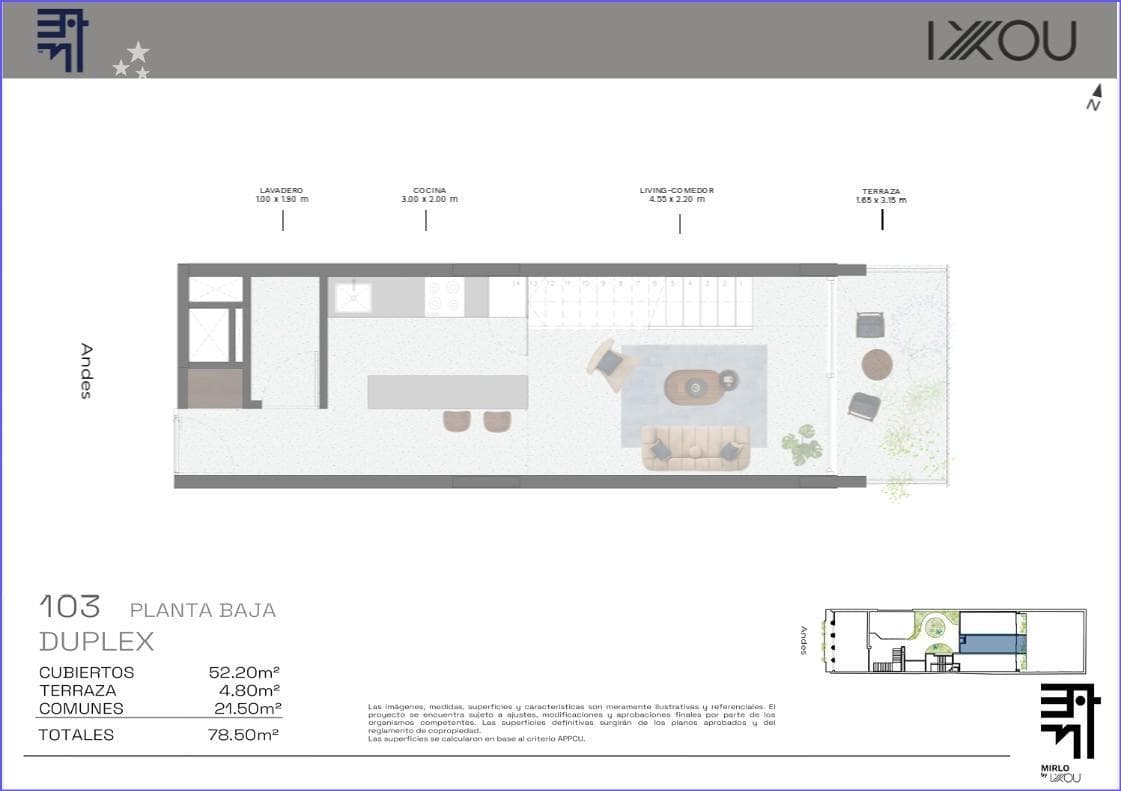 One-Bedroom Duplex Apartment for Sale in Barrio Sur - 103