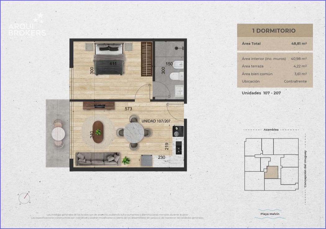 One-bedroom apartment for sale in Malvín - 207