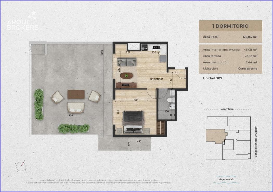 One-bedroom penthouse apartment for sale in Malvín - 307