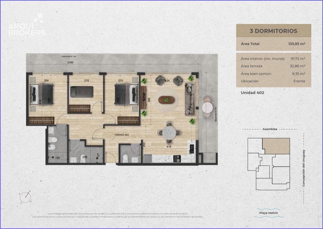 Three-bedroom apartment for sale in Malvín - 402
