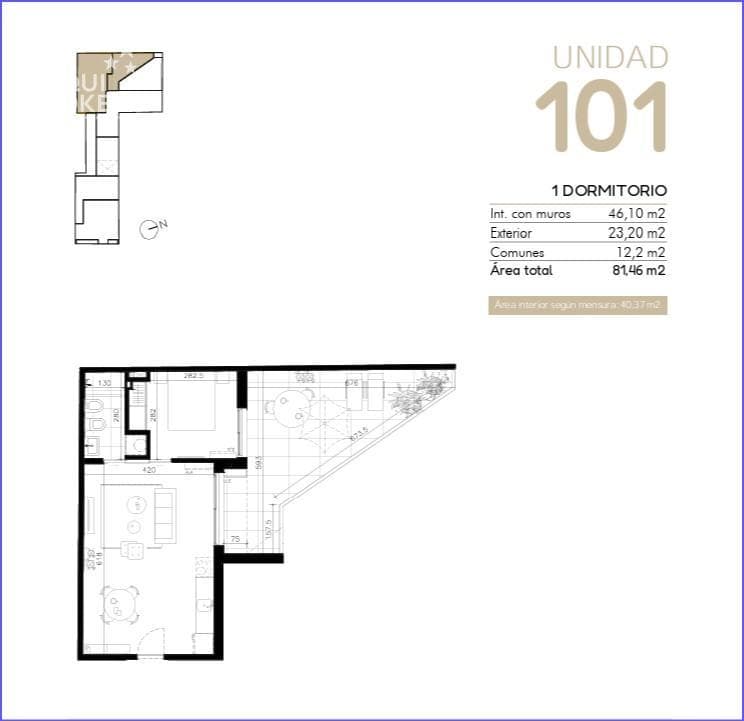 One-Bedroom Apartment for Sale in Cordón Sur - 101