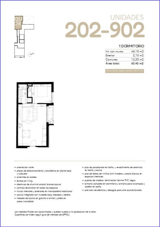 One-bedroom apartment for sale in Cordón Sur - 202