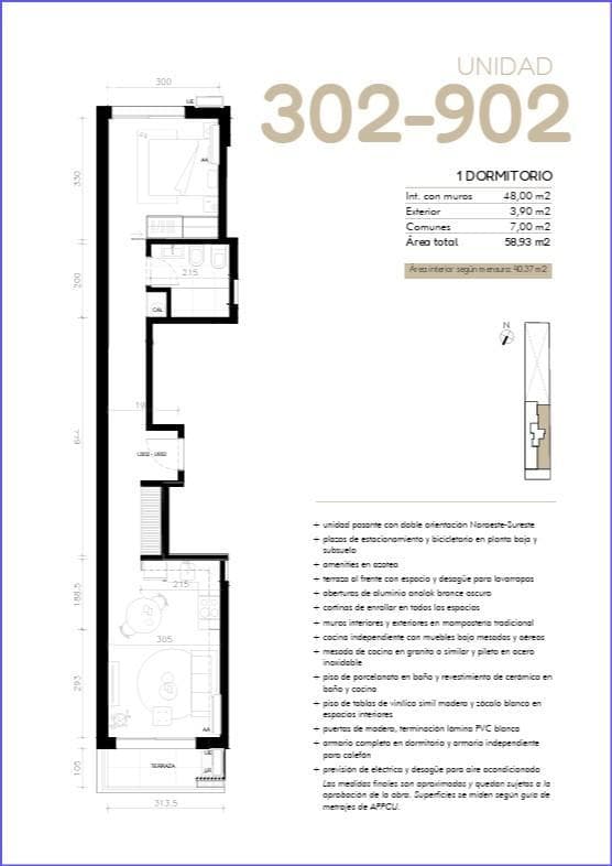 One-bedroom apartment for sale in Cordón Sur - 802