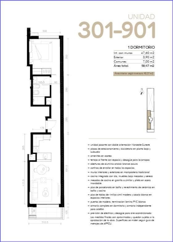 One-Bedroom Apartment for Sale in Cordón Sur - 901