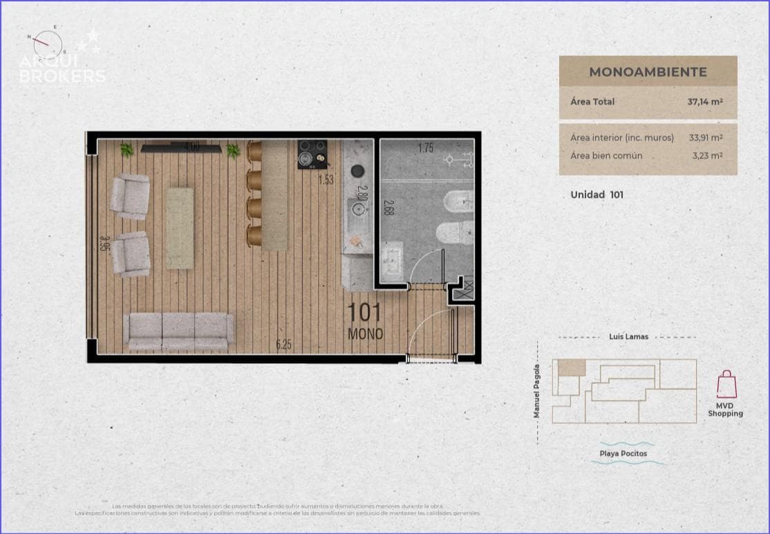 Studio Apartment for Sale in Pocitos - 101
