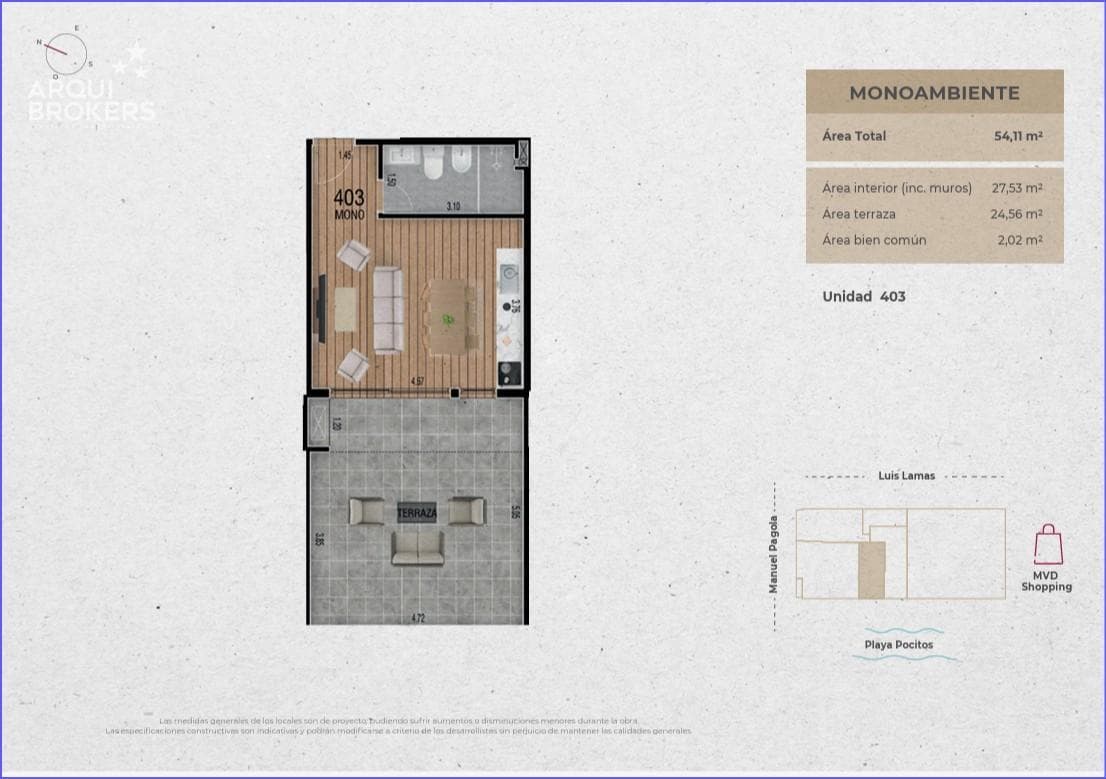 Studio Apartment for Sale in Pocitos - 403