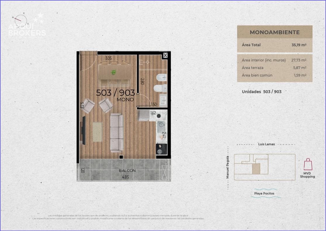 Studio Apartment for Sale in Pocitos - 903