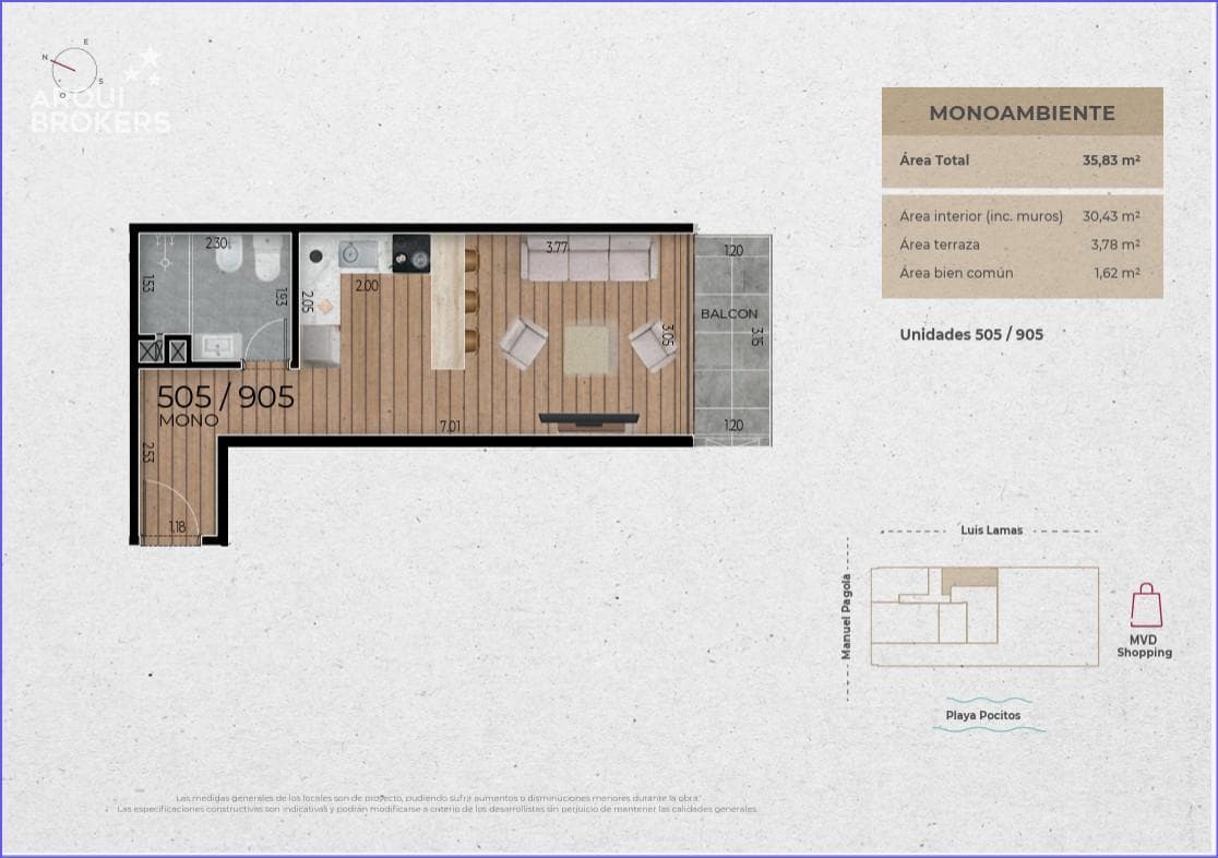 Studio Apartment for Sale in Pocitos - 605