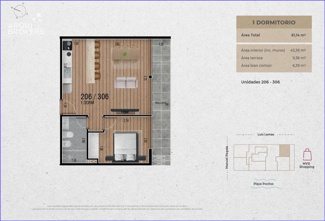 One-Bedroom Apartment for Sale in Pocitos - 206