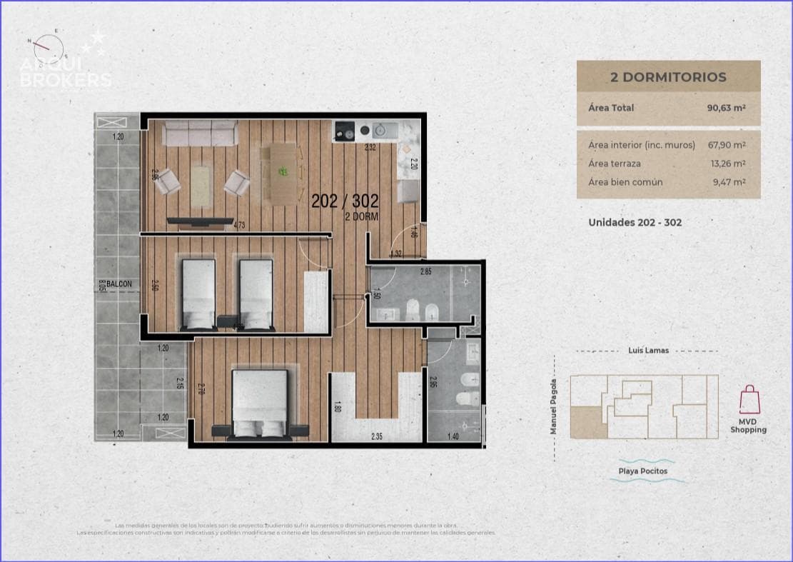 Two-Bedroom Apartment for Sale in Pocitos - 302