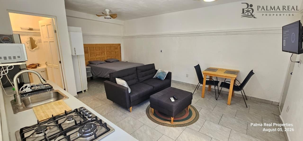 Studio for rent in Puerto Morelos with shared pool