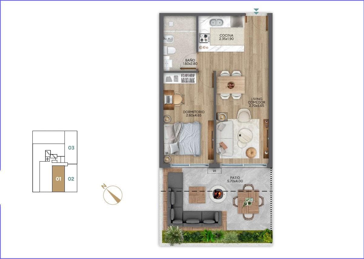 One-Bedroom Apartment for Rent in Punta Carretas - 001