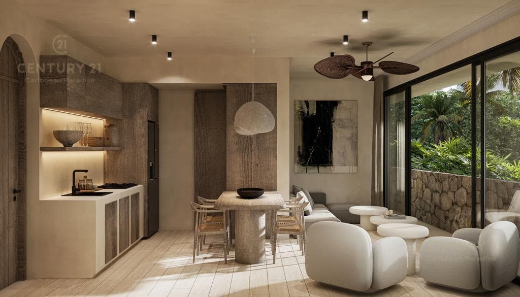 Lujoso Departamento en Venta 2 rec con vista al Mar en pueblo de Tulum P3929