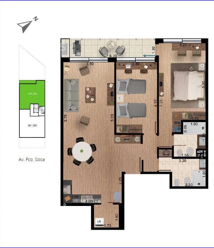 Two-bedroom apartment for sale in Pocitos - 302