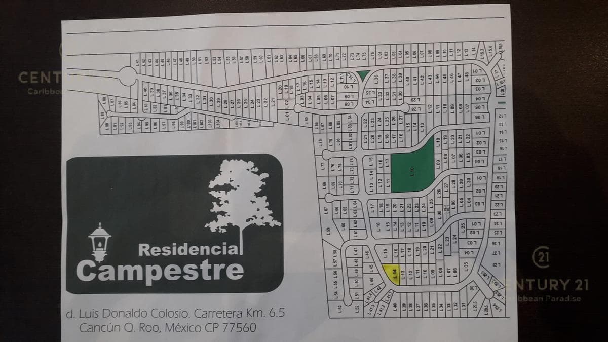 Land for sale in Resd. Campestre: 1,113 m² corner lot, Sm 309, mz 4, lt 14, Paseos del Sol, C2887