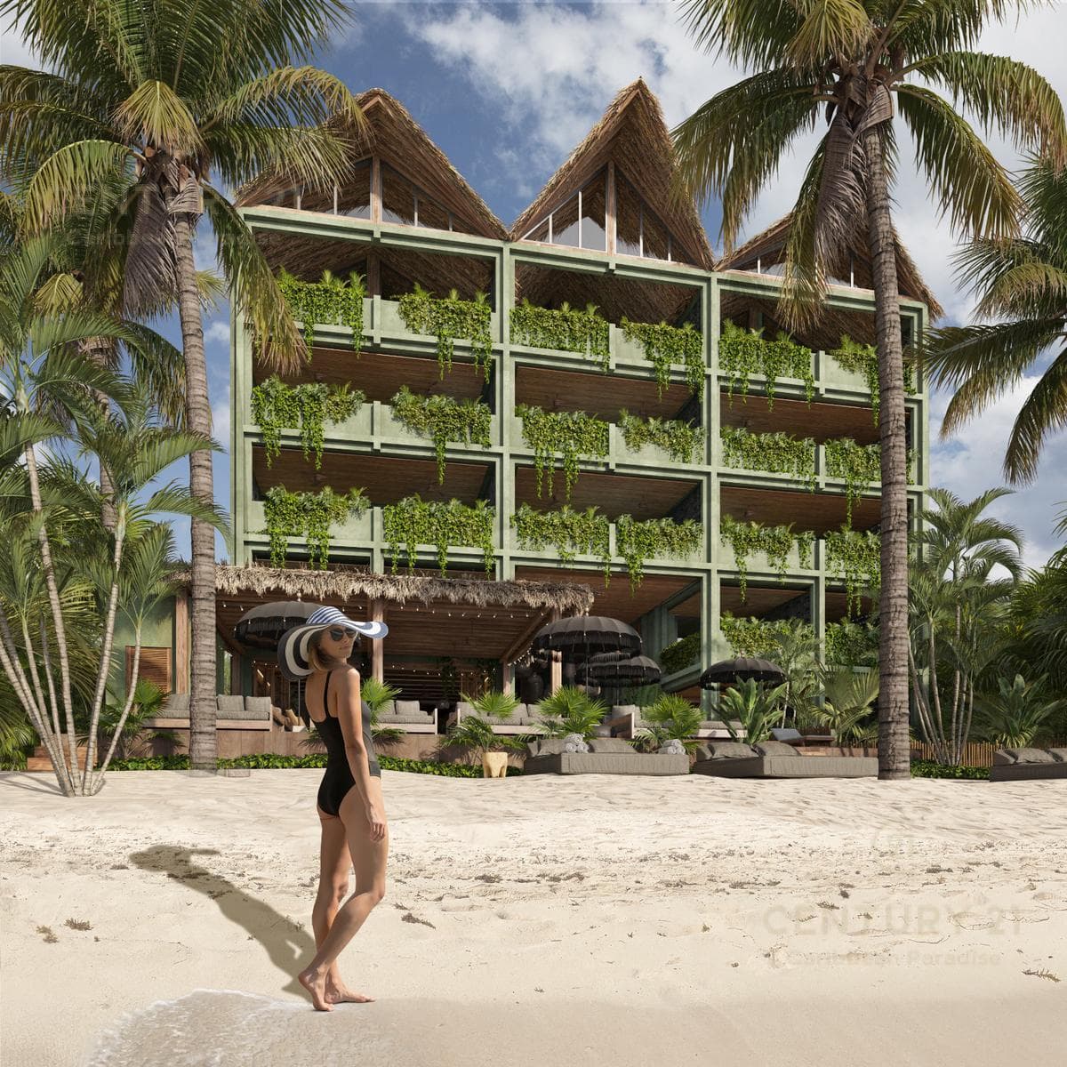 Beautiful 1-Bedroom Apartment in an Oceanfront Building for Sale in Bahía Tankah, Tulum P4043