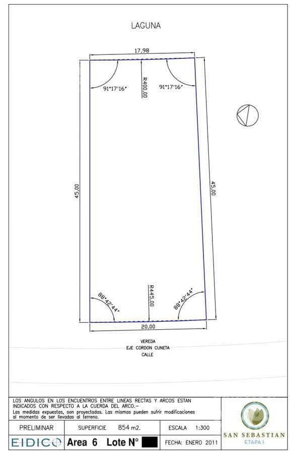 Lot overlooking the lagoon for sale in the San Sebastián Gated Community—Area 6
