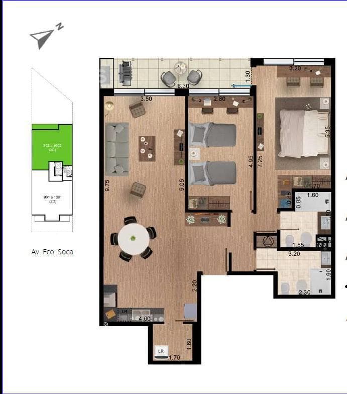 Two-bedroom apartment for sale in Pocitos - 1002