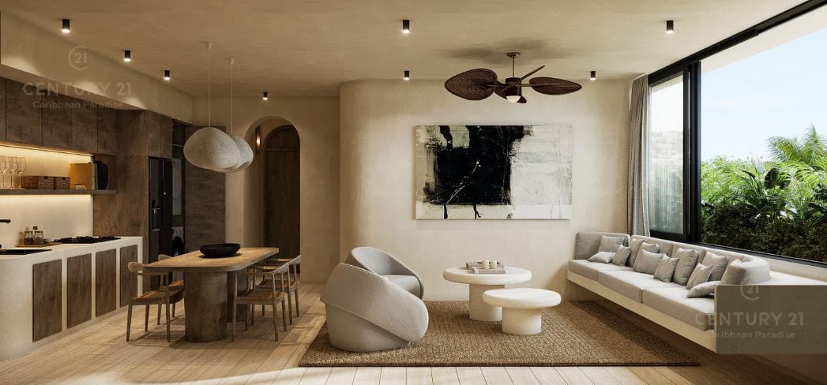Lujoso Departamento en Venta 2 rec con vista al Mar en pueblo de Tulum P3929