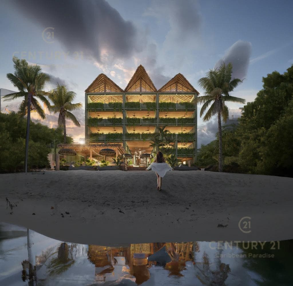 Beautiful 1-Bedroom Apartment in an Oceanfront Building for Sale in Bahía Tankah, Tulum P4043
