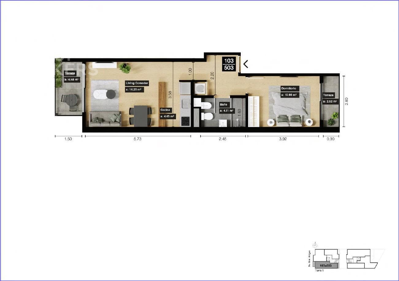 One-bedroom apartment for sale in Tres Cruces - 403