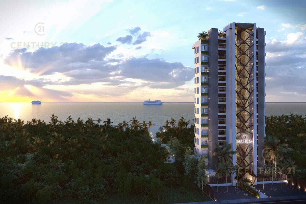 Departamento en increíble edificio con vista al mar en Cozumel P3424