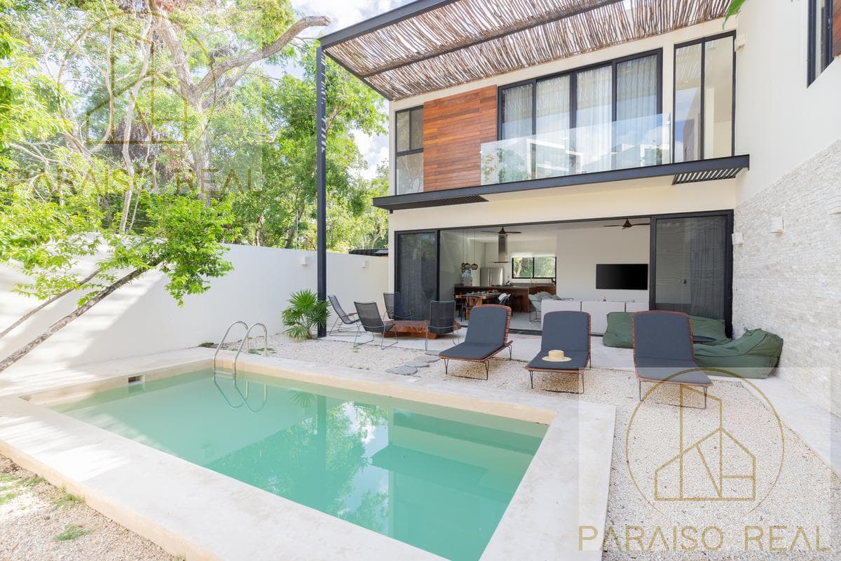 Luxury 4-bedroom villa in Aldea Zama Private with a pool and 24-hour security
