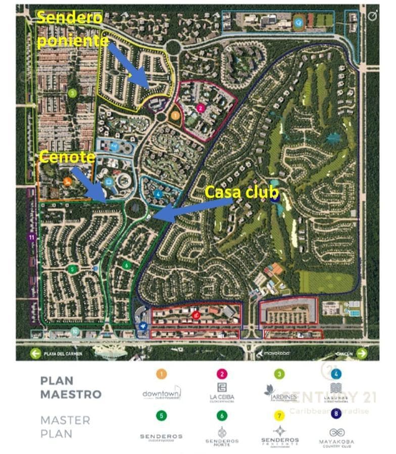 Lot for sale in the Senderos residential community, located within Ciudad Mayakoba C3179