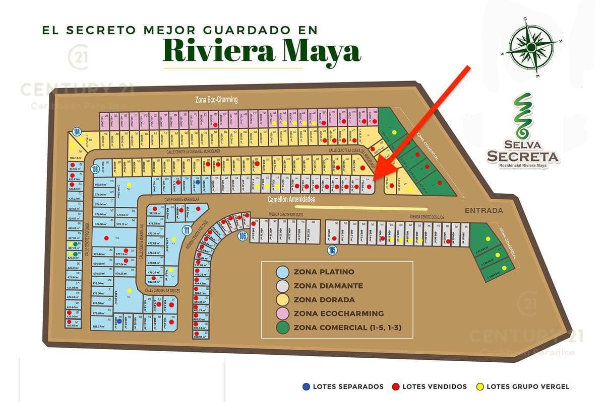 710 m2 corner lot for sale in Selva Secreta, Chemuyil, P3835