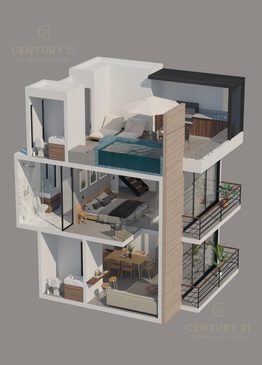 Bonito departamento en pequeño condominio en el corazón de Playa del Carmen P2983